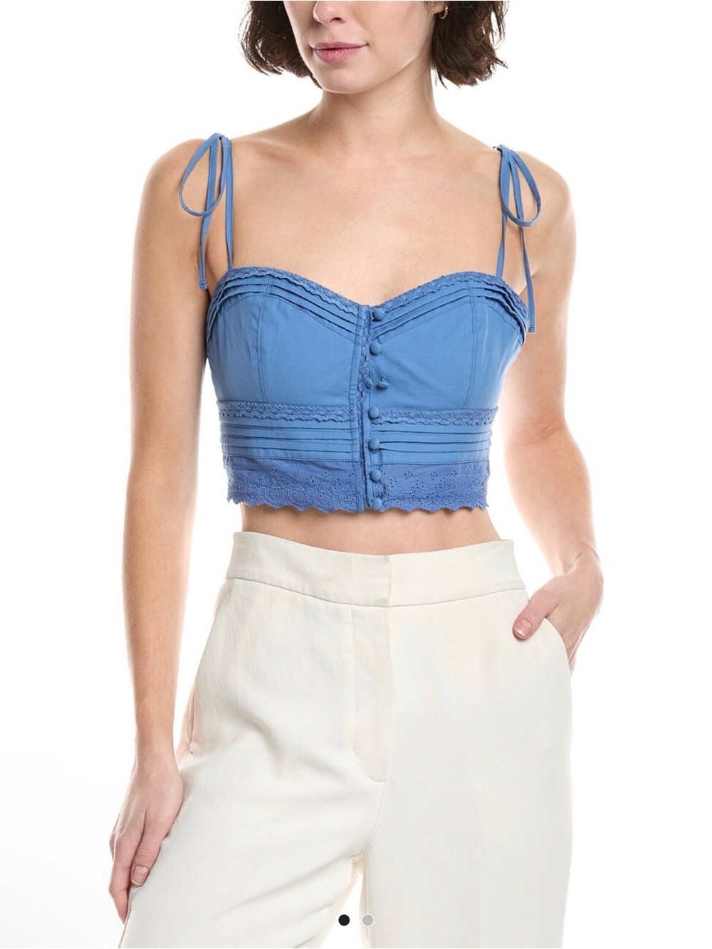 Agua Bendita Women's Blue Tie-Shoulder Crop Top